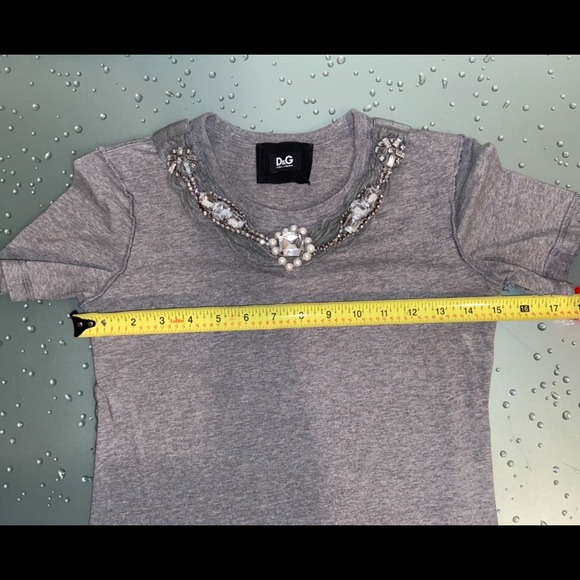 D&G Dolce & Gabbana Pearl Jeweled T-Shirt Size 36 - Picture 10 of 10